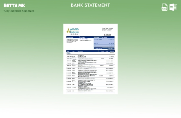 модерен стил Непал Кумари банка со ограничена форма на шаблон за извод на сметка